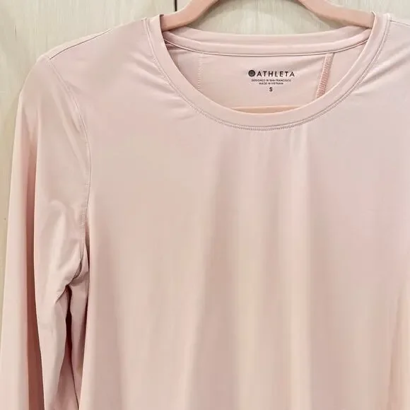 ATHLETA Sunlover UPF Top Size Small Tulip Back Active Workout Top Light Pink - Picture 4 of 14